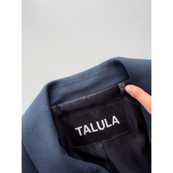 Aritzia TALULA Navy Blue Wool Twill Double Breasted Peak Lapel Blazer, Size 2 - Picture 13 of 15